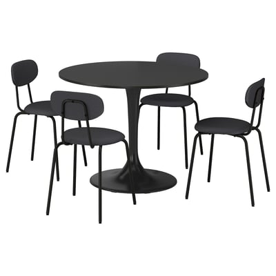 DOCKSTA / ÖSTANÖ Mesa con 4 sillas, negro negro/Remmarn gris oscuro, 40 1/2 "