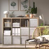 DRÖNA Caja, beige/con diseño turquesa, 13x15x13 "