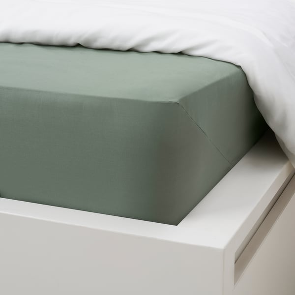 DVALA Juego de sábanas, gris-verde, Tamaño full/doble