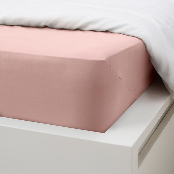 DVALA Sábana ajustable, rosado claro, Tamaño twin X-largo