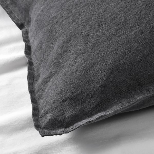 DYTÅG Funda de almohada, gris oscuro, Tamaño King