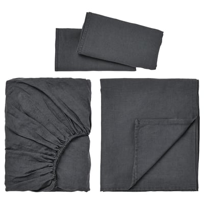 DYTÅG Juego de sábanas, gris oscuro, Tamaño King