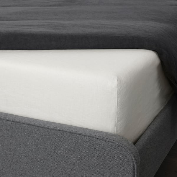 DYTÅG Sábana ajustable, blanco, Tamaño queen