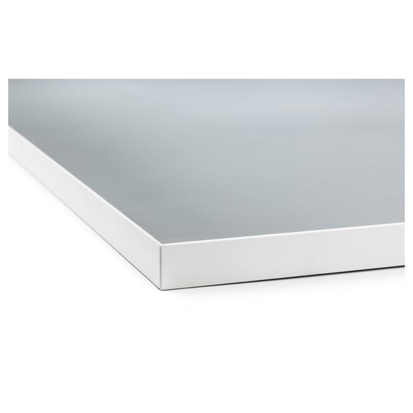 EKBACKEN Barra de cocina, doble cara, con borde blanco gris claro/blanco/laminado, 74x1 1/8 "