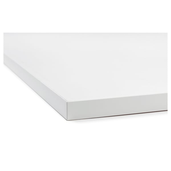 EKBACKEN Barra de cocina, doble cara, con borde blanco gris claro/blanco/laminado, 74x1 1/8 "