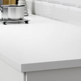 EKBACKEN Barra de cocina, doble cara, con borde blanco gris claro/blanco/laminado, 74x1 1/8 "