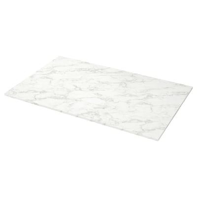 EKBACKEN Barra para isla de cocina, blanco efecto mármol alegre/laminado, 74x42x1 1/8 "