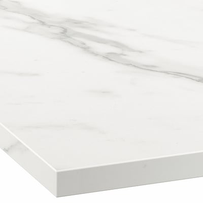 EKBACKEN Encimera de cocina, blanco efecto de mármol/laminado, 74x1 1/8 "