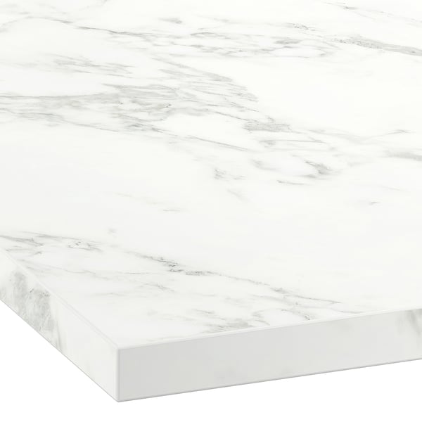 EKBACKEN Encimera para isla de cocina, blanco efecto mármol alegre/laminado, 74x42x1 1/8 "