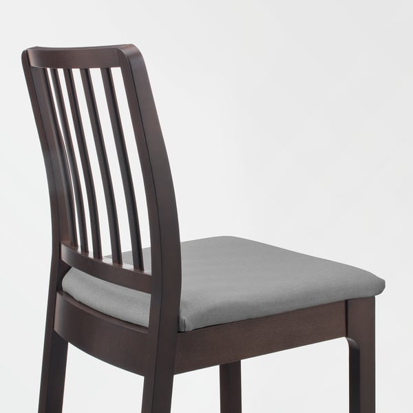 EKEDALEN Taburete de bar con respaldo, marrón oscuro/Orrsta gris claro, 29 1/2 "