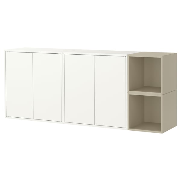 EKET Comb de gabinetes montados pared, blanco/beige, 68 7/8x13 3/4x27 1/2 "