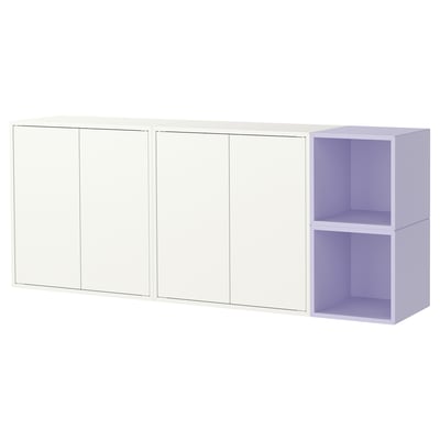 EKET Comb de gabinetes montados pared, blanco/lila claro, 68 7/8x13 3/4x27 1/2 "