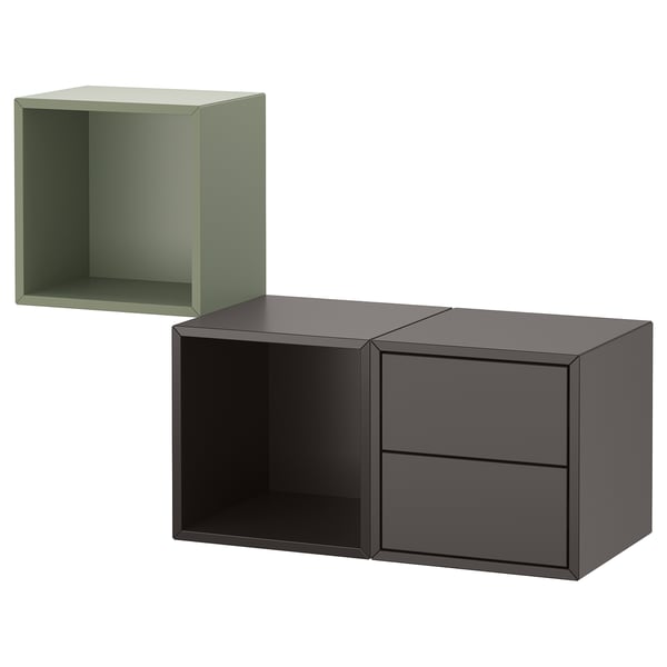 EKET Combinación de almacenamiento pared, gris oscuro/gris-verde, 41 3/8x13 3/4x27 1/2 "