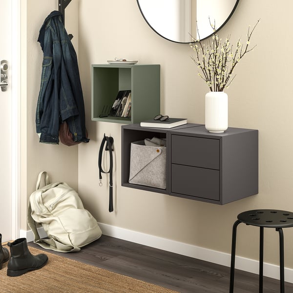 EKET Combinación de almacenamiento pared, gris oscuro/gris-verde, 41 3/8x13 3/4x27 1/2 "