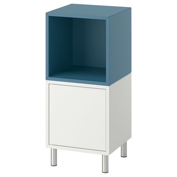 EKET Combinación de gabinete+patas, blanco/azul grisáceo oscuro, 13 3/4x13 3/4x31 1/2 "
