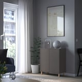 EKET Combinación de gabinete+patas, gris oscuro/madera, 27 1/2x13 3/4x31 1/2 "