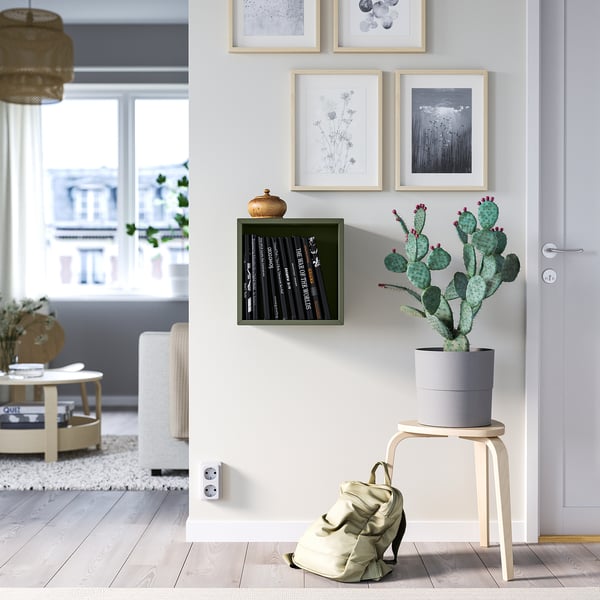 EKET Estantería de pared, gris-verde, 13 3/4x9 7/8x13 3/4 "