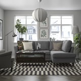 EKHOLMA Sofá esquinero 4 plazas+mód abierto, Hakebo gris oscuro