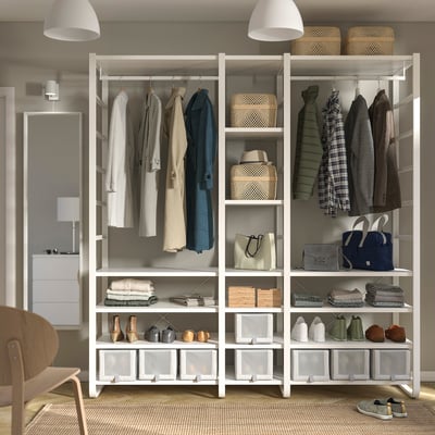 ELVARLI Combinación de armario, blanco, 80 3/4x21 5/8x85 "