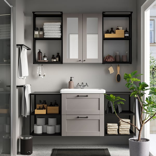 ENHET Baño, antracita/armazón gris, 24 "
