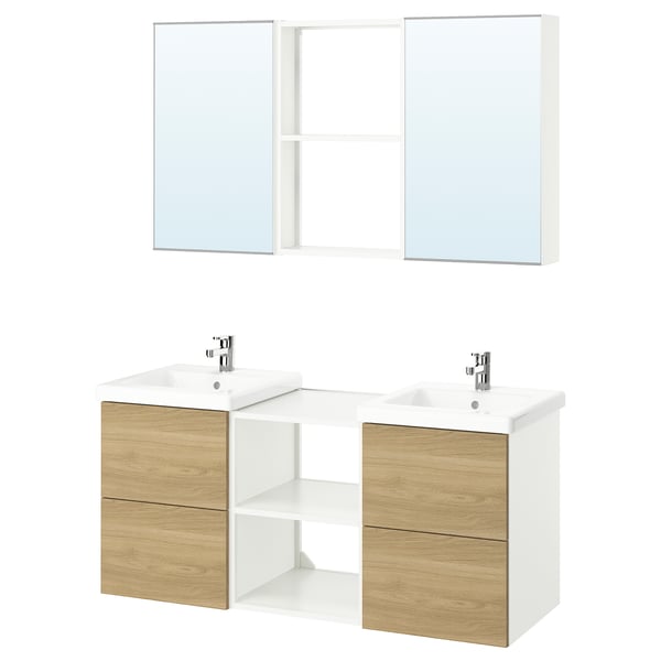 ENHET Baño, blanco/efecto de roble, 18x18x24 "