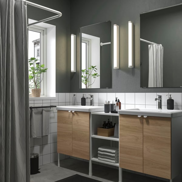 ENHET Baño, blanco/roble, 24 "