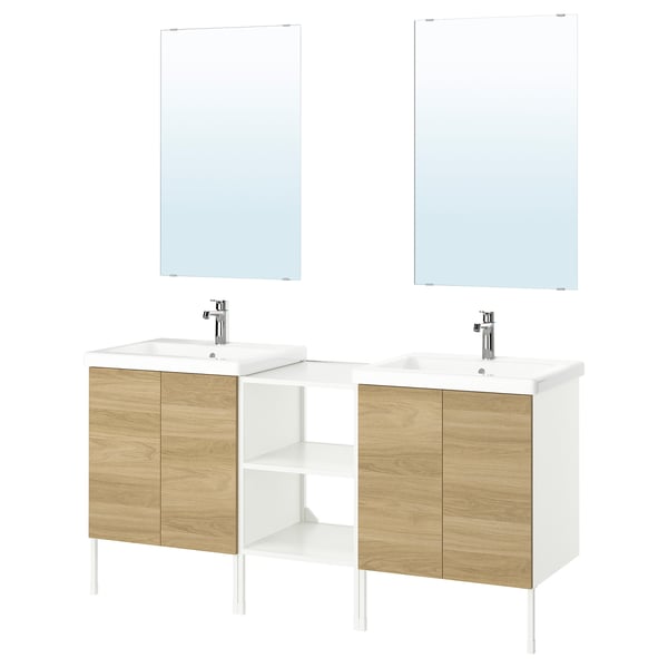 ENHET Baño, blanco/roble, 24 "
