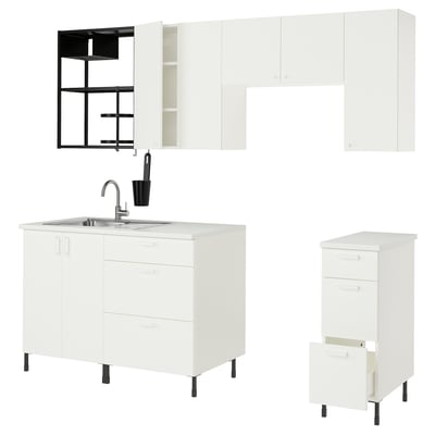 ENHET Cocina, antracita/blanco, 92x25 5/8x84 1/2 "
