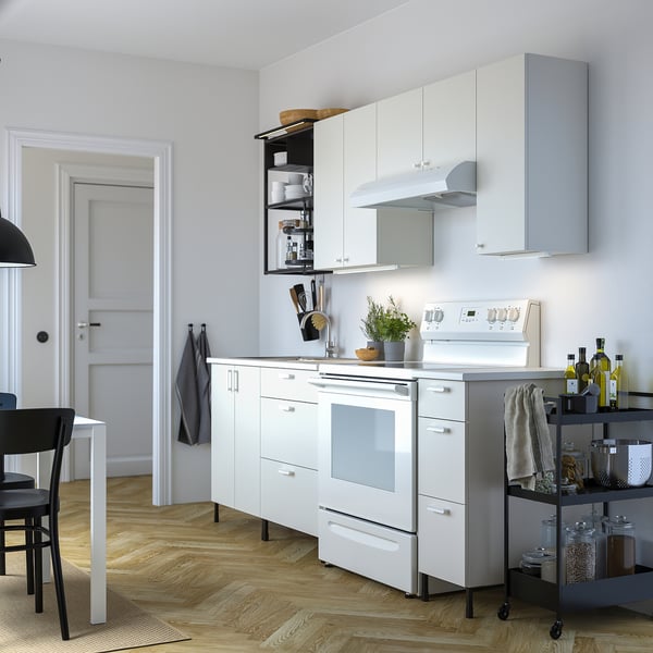 ENHET Cocina, antracita/blanco, 92x25 5/8x84 1/2 "