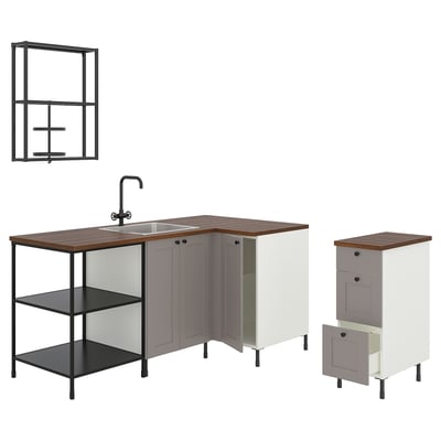 ENHET Cocina de esquina, antracita/armazón gris