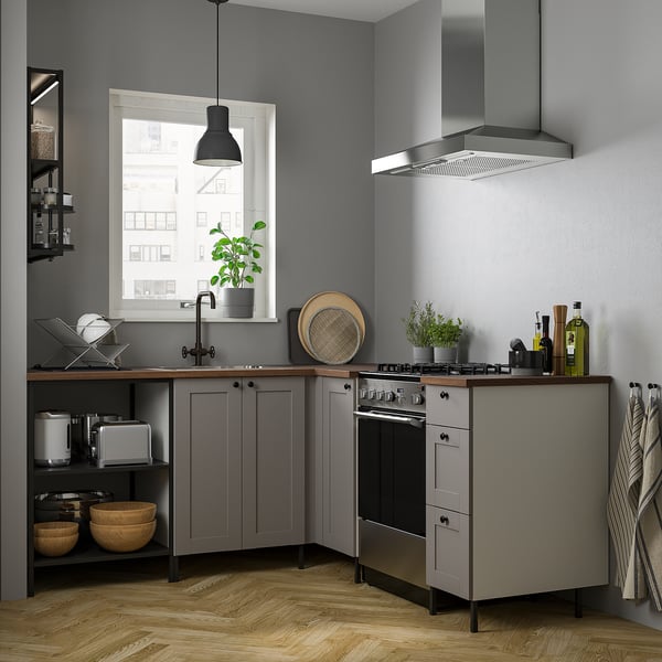 ENHET Cocina de esquina, antracita/armazón gris