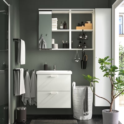 ENHET Estructura de pared+estantes, blanco, 18x6x30 "