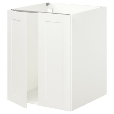 ENHET Gabinete bajo fregadero+puertas, blanco/blanco armazón, 24x24 3/4x30 "