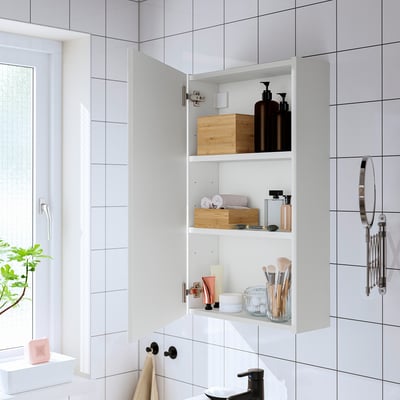 ENHET Gabinete de espejo+puerta, blanco, 18x6 5/8x30 "