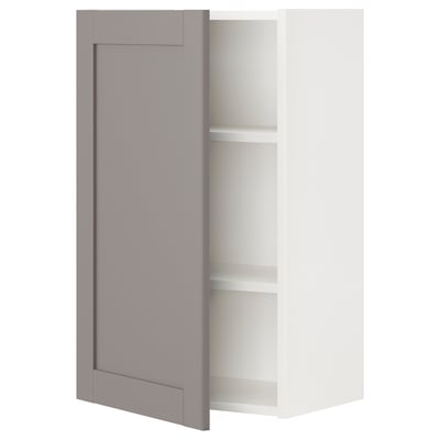 ENHET Gabinete de pared+2 estantes/puerta, blanco/gris armazón, 18x12 3/4x30 "
