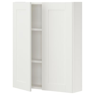 ENHET Gabinete de pared+2 puertas, blanco/blanco armazón, 24x6 3/4x30 "