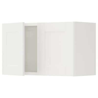 ENHET Gabinete de pared+puertas, blanco/blanco armazón, 24x12 3/4x15 "