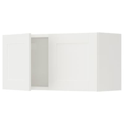 ENHET Gabinete de pared+puertas, blanco/blanco armazón, 30x12 3/4x15 "
