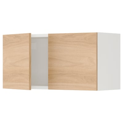 ENHET Gabinete de pared+puertas, blanco/efecto de roble, 30x12 3/4x15 "