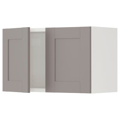 ENHET Gabinete de pared+puertas, blanco/gris armazón, 24x12 3/4x15 "