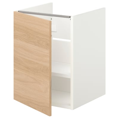 ENHET Mueble para baño+1 puerta, blanco/efecto de roble, 18x18 3/4x24 "