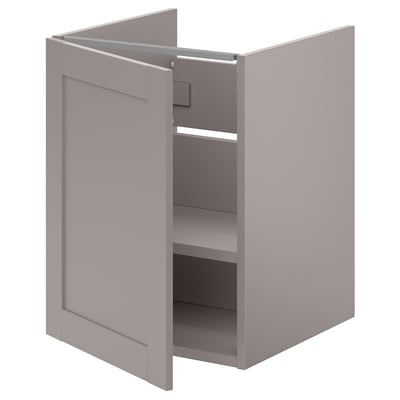ENHET Mueble para baño+1 puerta, gris/gris armazón, 18x18 3/4x24 "