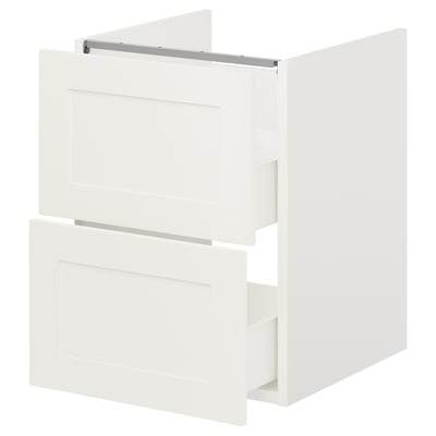 ENHET Mueble para baño+2 cajones, blanco/blanco armazón, 18x18 3/4x24 "