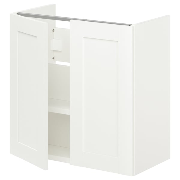 ENHET Mueble para baño+2 puertas, blanco/blanco armazón, 24x12 3/4x24 "
