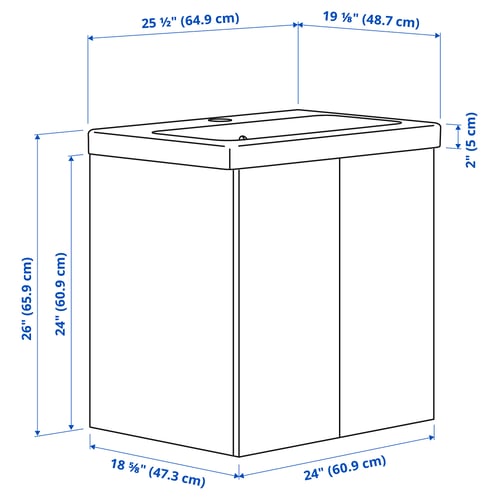 ENHET / TVÄLLEN Tocador de baño+puertas, blanco, 25 1/2x19 1/8x26 "