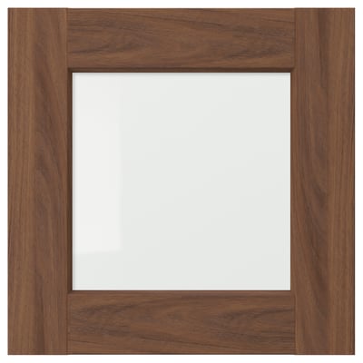 ENKÖPING Puerta de vidrio, marrón efecto de nogal, 15x15 "