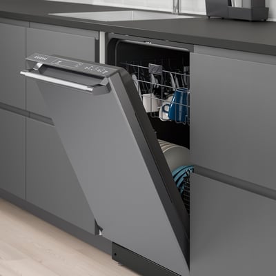 ESSENTIELL Lavaplatos integrado, negro acero inoxidable, 24 "