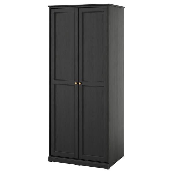 FÅGELFJÄLLET Armario+ 2 puertas, negro efecto de roble, 32 1/4x23 5/8x76 3/8 "