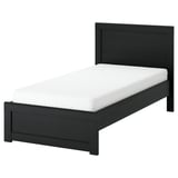 FÅGELFJÄLLET Base de cama, negro efecto de roble, Tamaño twin