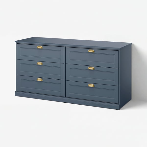 FÅGELFJÄLLET Gavetero de 6 cajones, azul grisáceo oscuro, 63x20 1/8x30 3/4 "